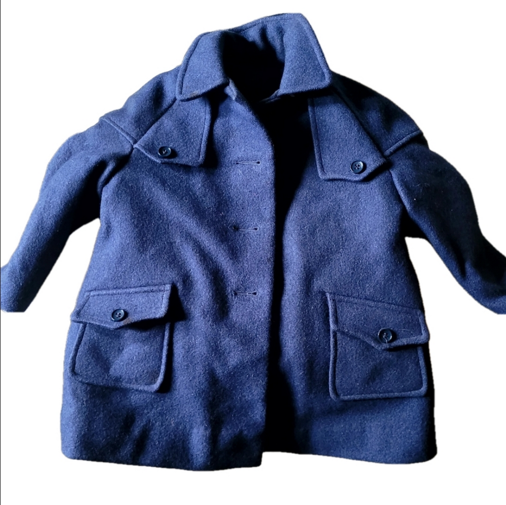 40 Year Old Vintage "Little Nugget" Navy Blue Wool Peacoat with Tailored Fit